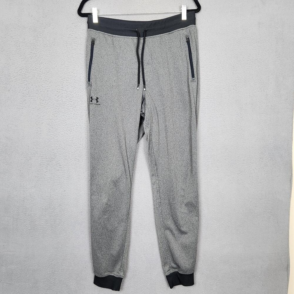 Under Armour Pants Mens Medium Gray ColdGear Joggers Sweatpants Zip Pockets